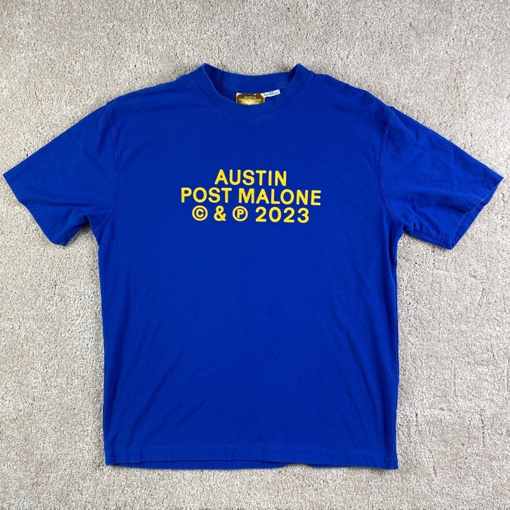 Post Malone Austin‎ 2023 Tour T-Shirt Mens Small Blue If Yall Werent Here Tee